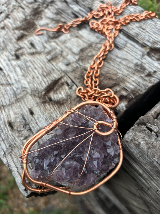 Jumbo amethyst on copper chain